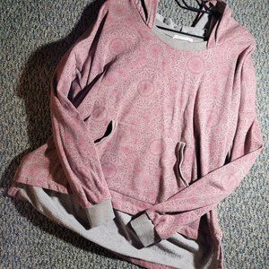 Alternative  Vintage Look Washed High Low Yoga Hoodie Size Large